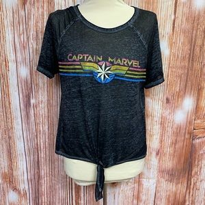 Marvel Captain Marvel Tie Front Tee Shirt